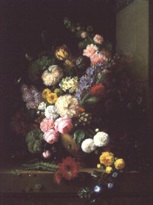 Nature morte de fleurs et de raisins, 1843 - E. and Chazal Bruyere