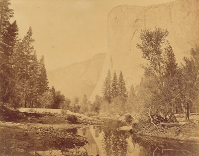 Tutokanula. Vallée du Yosemite. (Le grand chef) "El Capitan". 3500 Feet High. - Eadweard J. Muybridge