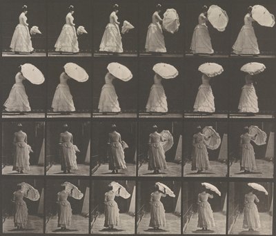 Femme ouvrant un parasol, 1883-86, imprimé 1887 - Eadweard Muybridge