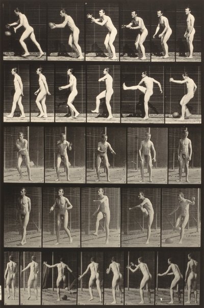 Locomotion animale (planche 300) (Homme tapant dans un ballon) - Eadweard Muybridge