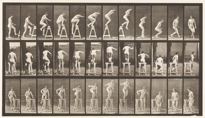 Planche 171. Marcher sur un tréteau; Sauter en bas, tourner - Eadweard Muybridge