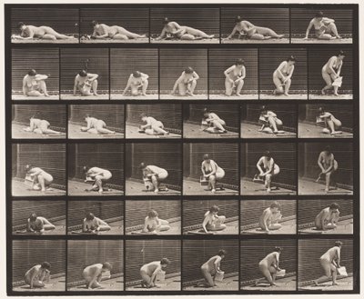 Plaque 270. Se levant du sol avec un pamphlet dans la main gauche - Eadweard Muybridge