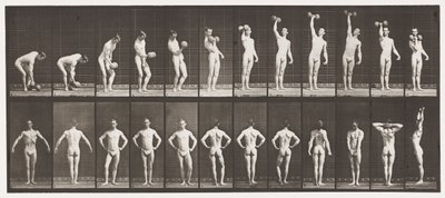 A, soulever un haltère de 50 lb; B, poser - Eadweard Muybridge