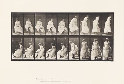 Planche 422. Toilette ; Mettre des chaussures et se lever de la chaise, 1885 - Eadweard Muybridge