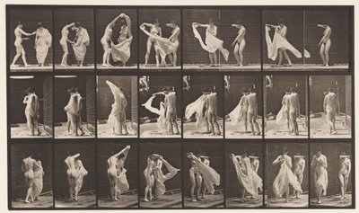 Planche 429. Toilette; Deux modèles, 1 se déshabillant 8, 1872-1885 - Eadweard Muybridge