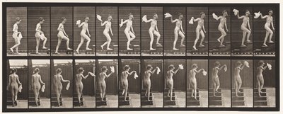 Planche 96. Monter des escaliers en regardant autour; Agitant un mouchoir - Eadweard Muybridge