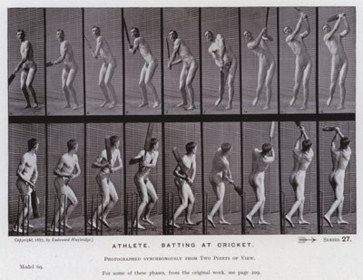 La Figure Humaine en Mouvement : Athlète, frapper au cricket - Eadweard Muybridge
