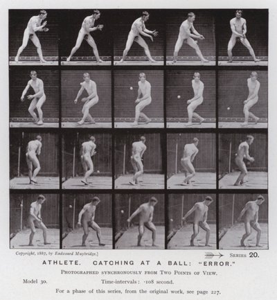 La figure humaine en mouvement : Athlète, attrapant une balle, "erreur" - Eadweard Muybridge
