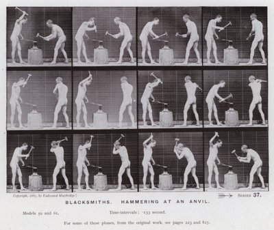 La figure humaine en mouvement : Forgerons, martelant une enclume - Eadweard Muybridge