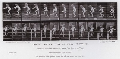 La figure humaine en mouvement : Enfant essayant de monter les escaliers - Eadweard Muybridge