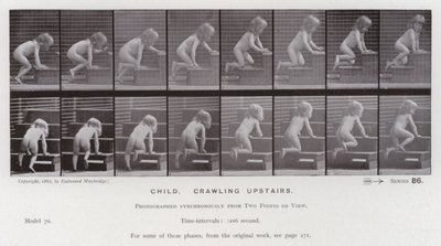 La figure humaine en mouvement : Enfant, rampant dans les escaliers - Eadweard Muybridge