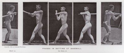 La figure humaine en mouvement : Phases de frappe au baseball - Eadweard Muybridge