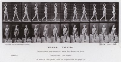 La figure humaine en mouvement : Femme, marchant (photo n/b) - Eadweard Muybridge