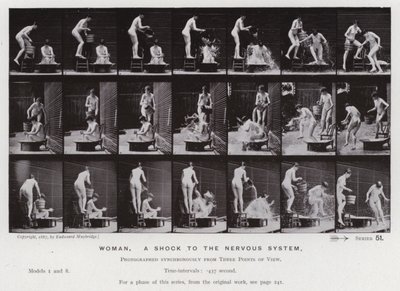 La figure humaine en mouvement : Femme, un choc pour le système nerveux (photo n/b) - Eadweard Muybridge
