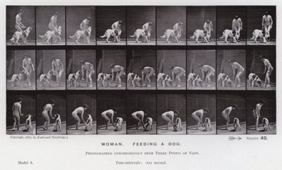 La Figure Humaine en Mouvement : Femme, nourrir un chien - Eadweard Muybridge