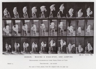 La figure humaine en mouvement : Femme, faisant un grand pas et sautant - Eadweard Muybridge
