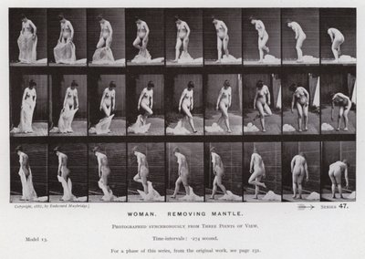 La figure humaine en mouvement : Femme, enlevant un manteau - Eadweard Muybridge