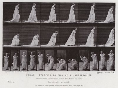 La figure humaine en mouvement : Femme, se penchant pour ramasser un mouchoir - Eadweard Muybridge