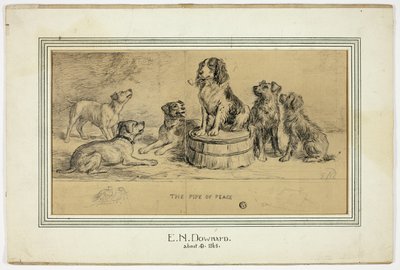 Le calumet de la paix (recto) ; Croquis de la rue du village (verso) - Ebenezer Newman Downard
