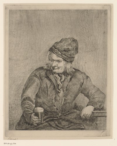 Vieil homme avec un verre et une pipe à la main - Eberhard Cornelis Rahms
