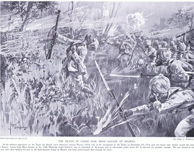 La mort de Lance Nak Bhau Savant à Mazera sur le Tigre en décembre 1914 - Edgar Alfred Holloway