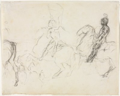 Scène de bataille avec des figures en armure à cheval (recto) - Edgar Degas