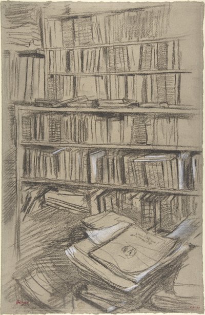 Étagères de livres, étude pour « Edmond Duranty » - Edgar Degas
