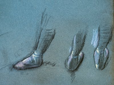 Danseuse de dos et trois études de pieds (détail). Vers 1878. Fusain et pastel sur papier - Edgar Degas