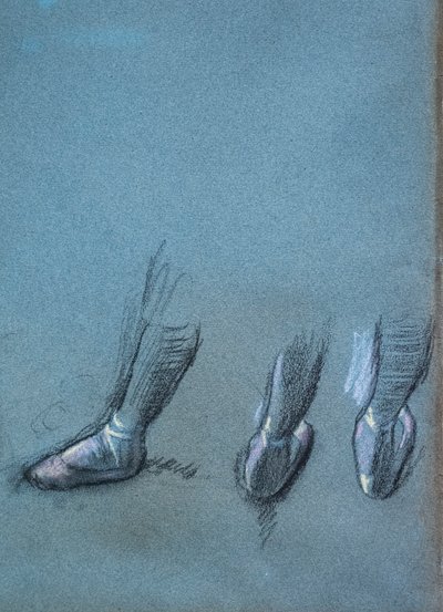 Danseuse de dos et trois études de pieds (détail). Vers 1878. Fusain et pastel sur papier - Edgar Degas