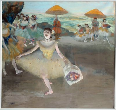 Danseuse avec le bouquet saluant sur scène - Edgar Degas