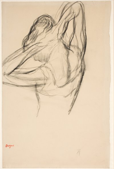Danseuse se coiffant; demi-figure en profil vers la gauche, vue de dos - Edgar Degas