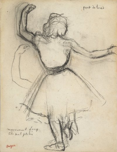 Danseuse vue de dos: Port de bras, c. 1875-85 (charcoal on paper) - Edgar Degas