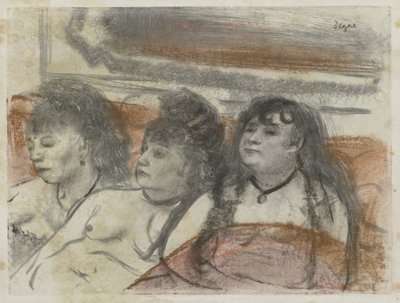 Trois femmes dans un bordel Trois filles assises - Edgar Degas