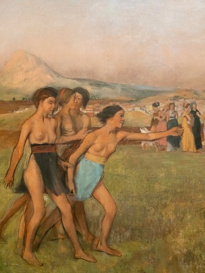 Petites filles spartiates provoquant des garçons (détail) - Edgar Degas
