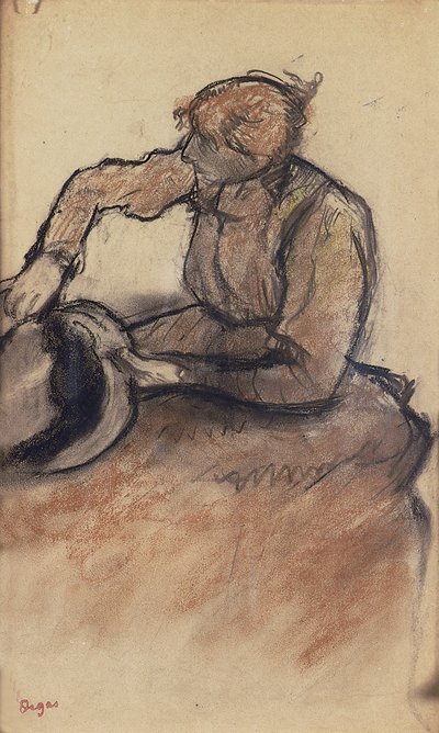 Modiste ajustant un chapeau - Edgar Degas