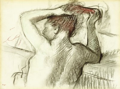 Femme nue coiffant ses cheveux - Edgar Degas