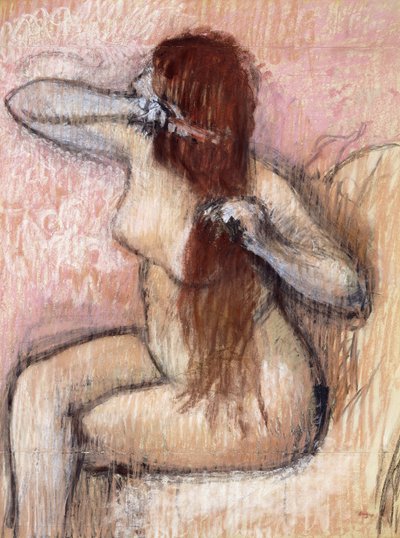 Femme nue assise, se coiffant, vers 1887-1890 - Edgar Degas