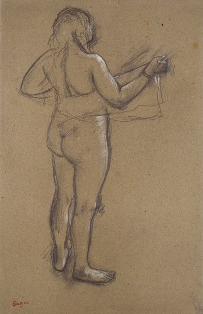 Femme nue se séchant avec une serviette, vue de dos, fin du 19ème siècle - Edgar Degas
