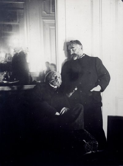 Portraits du poète Stéphane Mallarmé (1842-1898) et du peintre Auguste Renoir (1841-1919). Édit photographique d