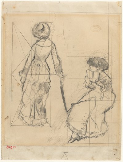 Étude pour Mary Cassatt au Louvre [recto], c. 1879 - Edgar Degas