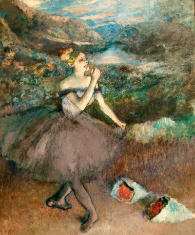 Danseuse avec bouquets de fleurs - Edgar Degas