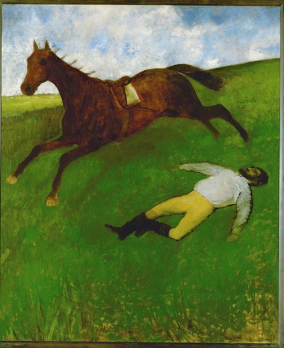 Le jockey blessé (huile sur toile) - Edgar Degas