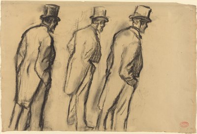 Trois études de Ludovic Halévy debout - Edgar Degas