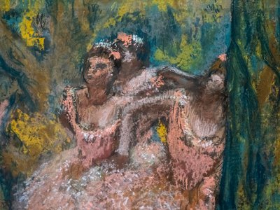 Trois danseuses en jupes saumon (détail) - Edgar Degas