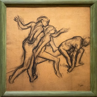 Trois danseuses nues. 1895-1900. Fusain sur papier calque. - Edgar Degas