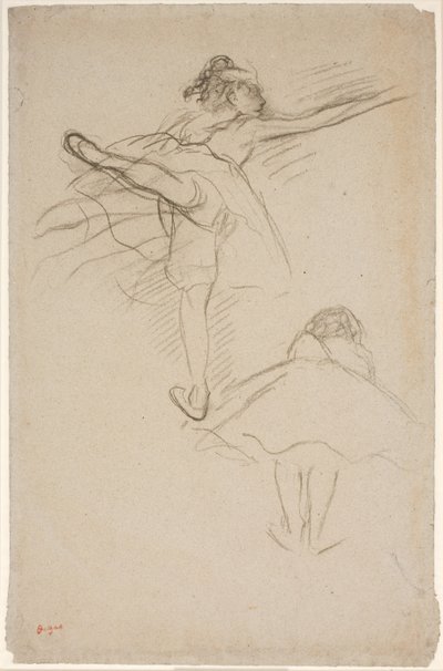 Deux études de danseuses. En haut, danseuse debout sur la jambe gauche ; en bas, danseuse penchée en avant vue de dos - Edgar Degas