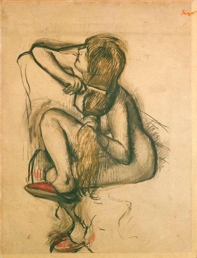 Femme se peignant les cheveux - Edgar Degas