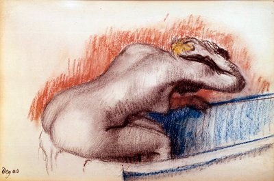 Femme se lavant dans un bain - Edgar Degas