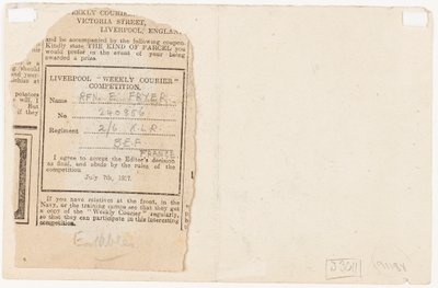 Soumission à un concours de journal, 1917 - Edgar Fryer