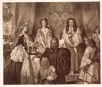 La couronne offerte à William et Mary par les Lords et les Communes à Whitehall, le 12 février - Edgar Melville (after) Ward